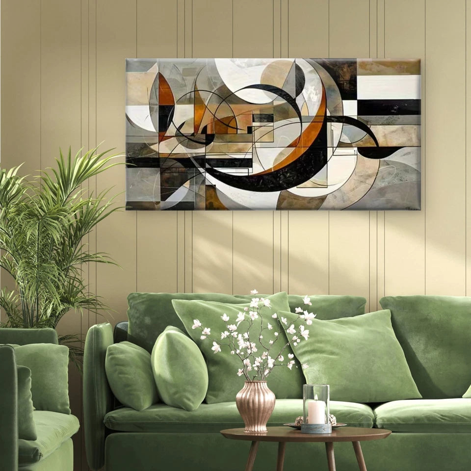 Geometric Symphony Wall Art Canvas Office Home Room Framed 120x60cm