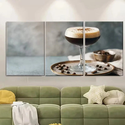3pcs Espresso Martini Print Wall Art Set Canvas Framed 50x70cm - High Quality Print 100% Australian Made Wall Canvas Ready to Hang