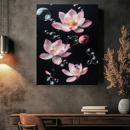 Beautiful Elegant Lotus Blossom Modern Painting 40x60cm Metal Print Ready to Hang - Bella Home Decor