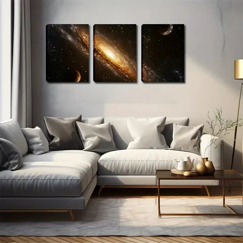 3pcs Endless Stars Diamond-Like Constellation Wall Art Set Canvas Unframed - High Quality Print 100% Australian Made Wall Canvas