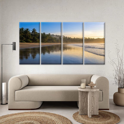 4pcs Sunrise Beach and Palm Trees Wall Art Canvas Framed 45x80cm - High Quality Print 100% Australian Made Wall Canvas Ready to Hang