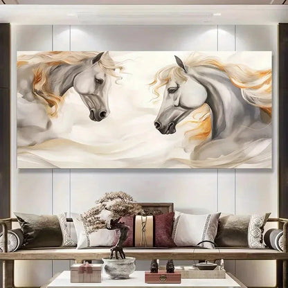 Retro Classic Ink Dye Horse Wall Art Canvas Office Home Room Framed 120x60cm
