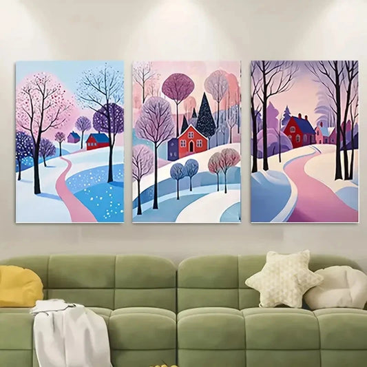 3pcs Rustic Countryside Home and Forest RCH Wall Art Canvas Framed 40x60cm - High Quality Print 100% Australian Made Wall Canvas Ready to Hang