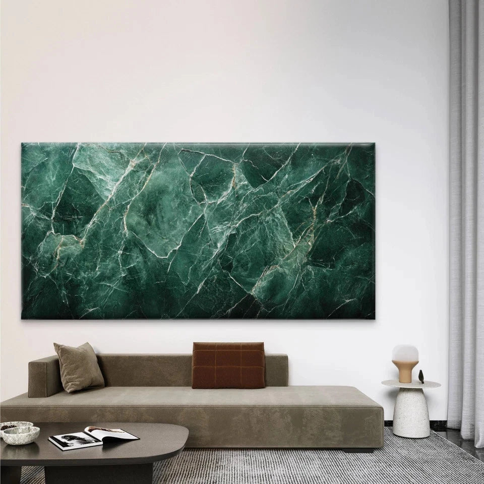 Elegant Green Marble Texture Wall Art Canvas Office Home Room Framed 120x60cm