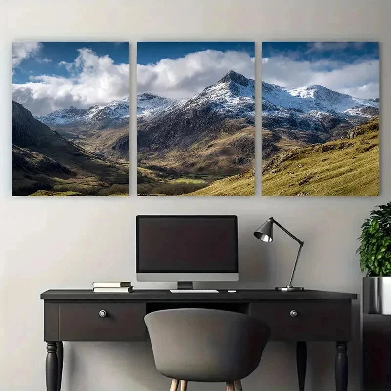 3pcs Nature Posters Snowdonia Travel Perfect Wall Art Set Canvas Framed 50x70cm - High Quality Print 100% Australian Made Wall Canvas Ready to Hang