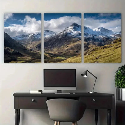 3pcs Nature Posters Snowdonia Travel Perfect Wall Art Set Canvas Framed 50x70cm - High Quality Print 100% Australian Made Wall Canvas Ready to Hang