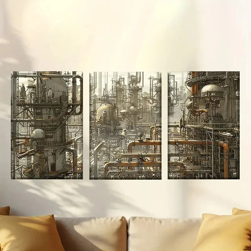 3pcs Conceptual with Industrial Aesthetic 40x60cm - High Quality Print 100% Australian Made Wall Canvas Ready to Hang - Bella Home Decor