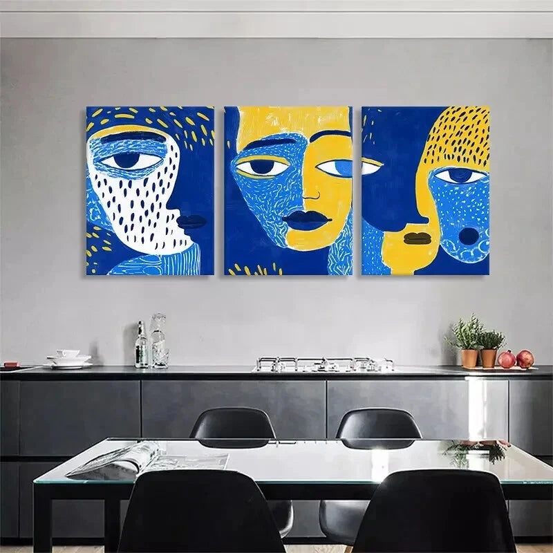3pcs Abstract Modern Faces Portraits Perfect Wall Art Set Canvas Framed 60x90cm - High Quality Print 100% Australian Made Wall Canvas Ready to Hang