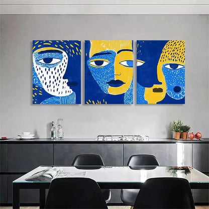 3pcs Abstract Modern Faces Portraits Perfect Wall Art Set Canvas Framed 60x90cm - High Quality Print 100% Australian Made Wall Canvas Ready to Hang