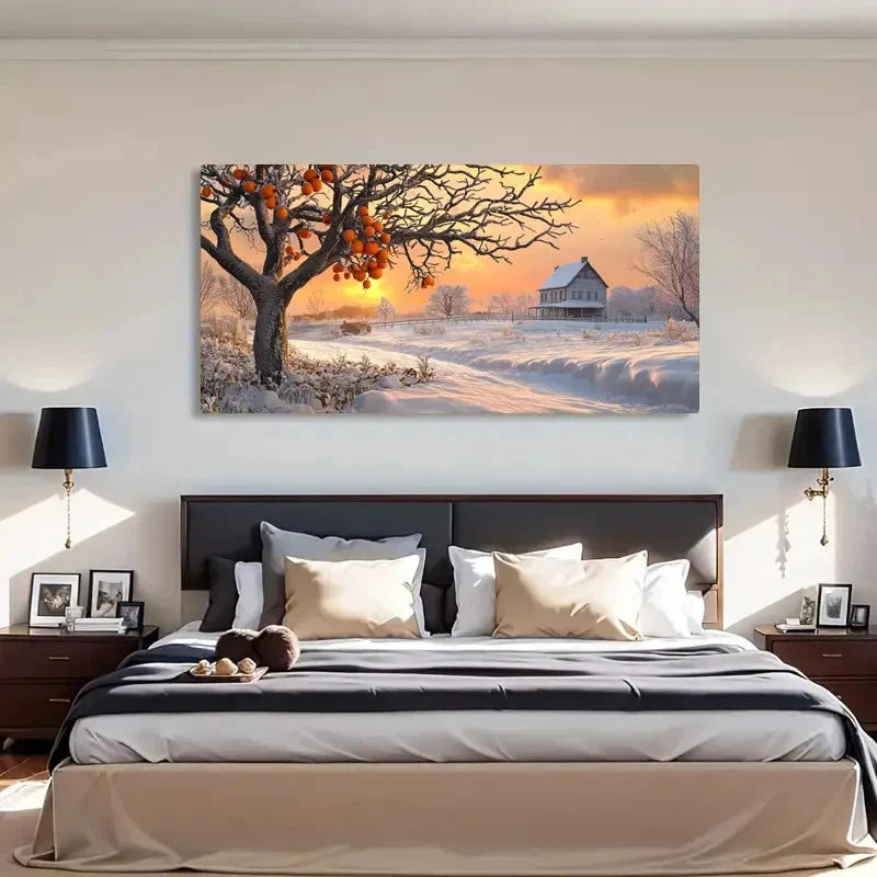 Snow Scene Modern Landscape Wall Art Canvas Office Home Room Framed 120x60cm