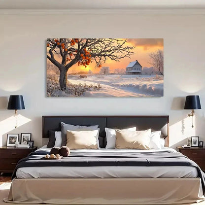 Snow Scene Modern Landscape Wall Art Canvas Office Home Room Framed 120x60cm