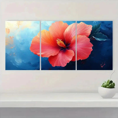 3pcs Vibrant Hibiscus Flower  VH   Wall Art Set Canvas Framed 40x60cm - High Quality Print 100% Australian Made Wall Canvas Ready to Hang - Bella Home Decor
