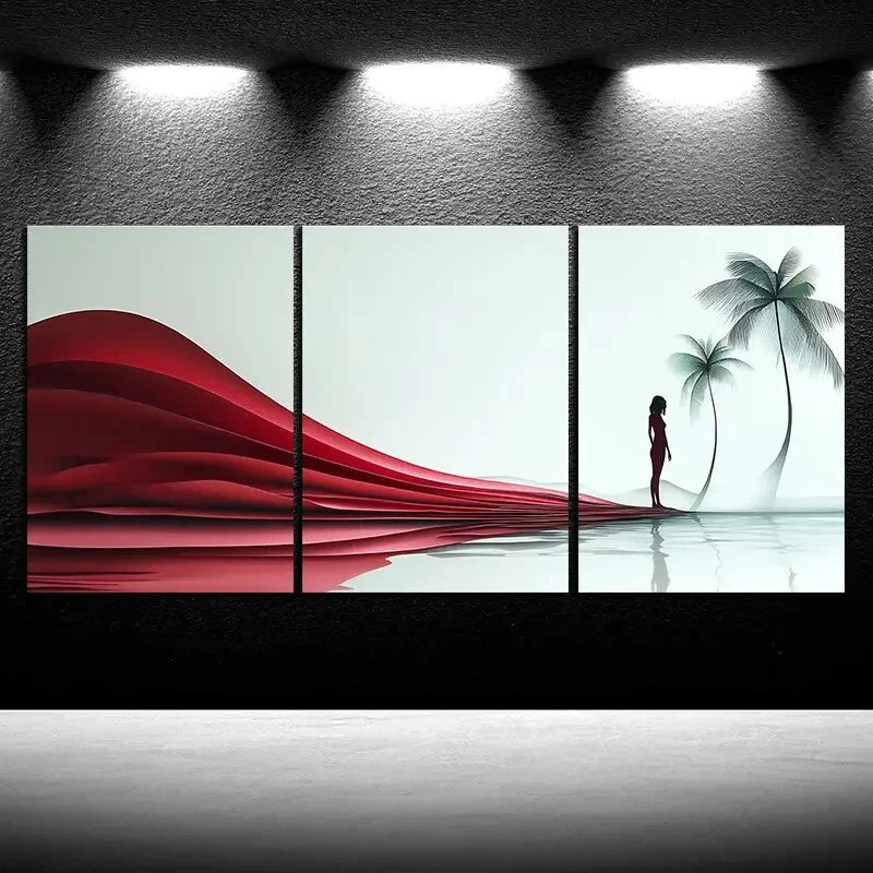 3pcs Coconut Trees Tropical Scenery Metal Print Ready to Hang Art - Bella Home Decor