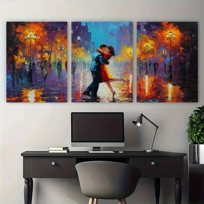 3pcs Continuous Artwork Romantic Couple Perfect Wall Art Set Canvas Framed 50x70cm - High Quality Print 100% Australian Made Wall Canvas Ready to Hang - Bella Home Decor