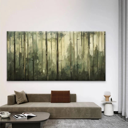 Misty Forest Trees Landscape Wall Art Canvas Office Home Room Framed 120x60cm