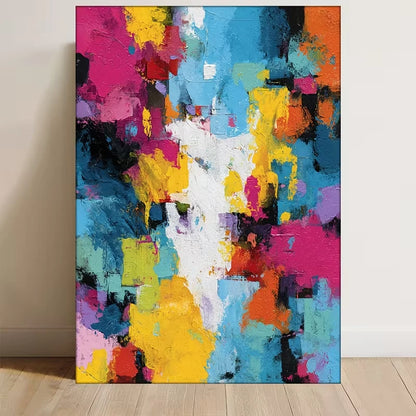 Multicolor Abstract Brushstrokes Painting 60x90cm Metal Print Ready to Hang