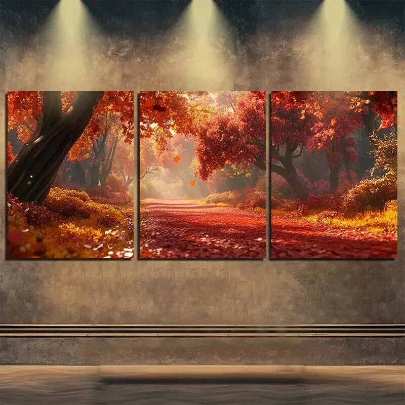 3pcs Autumn Scenery Red Beauty Relax Perfect Wall Art Set Canvas Framed 60x90cm - High Quality Print 100% Australian Made Wall Canvas Ready to Hang