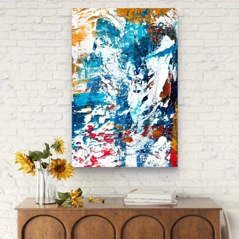 Abstract Oil Painting Strokes Metal Print Ready to Hang