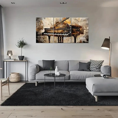 3pcs Modern Musical Instrument Piano Wall Art Set Canvas Framed 60x90cm - High Quality Print 100% Australian Made Wall Canvas Ready to Hang