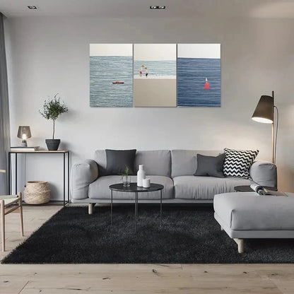 3pcs Beach Scene Boat Seagull and Ocean View Metal Print Ready to Hang Art - Bella Home Decor
