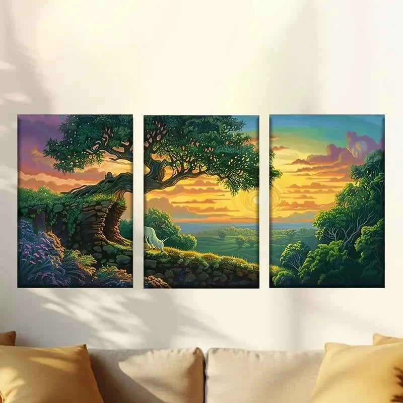 3pcs Fashion colorful sunset Wall Art Set Canvas Framed 60x90cm - High Quality Print 100% Australian Made Wall Canvas Ready to Hang