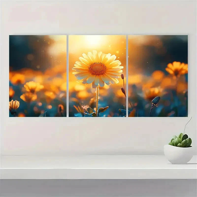 3pcs  Dandelion Field Painting  FH  Wall Art Set Canvas Framed 40x60cm - High Quality Print 100% Australian Made Wall Canvas Ready to Hang - Bella Home Decor