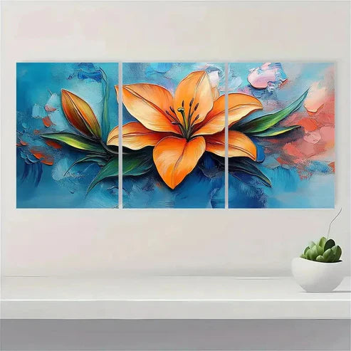 3pcs Original Lily Flower  Wall Art Canvas Unframed - High Quality Print 100% Australian Made Wall Canvas - Bella Home Decor