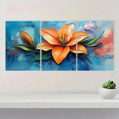 3pcs Original Lily Flower  Wall Art Canvas Unframed - High Quality Print 100% Australian Made Wall Canvas - Bella Home Decor