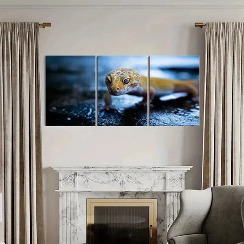 3pcs Small Reptile Gecko on the Floor Wall Art Canvas Unframed - High Quality Print 100% Australian Made Wall Canvas