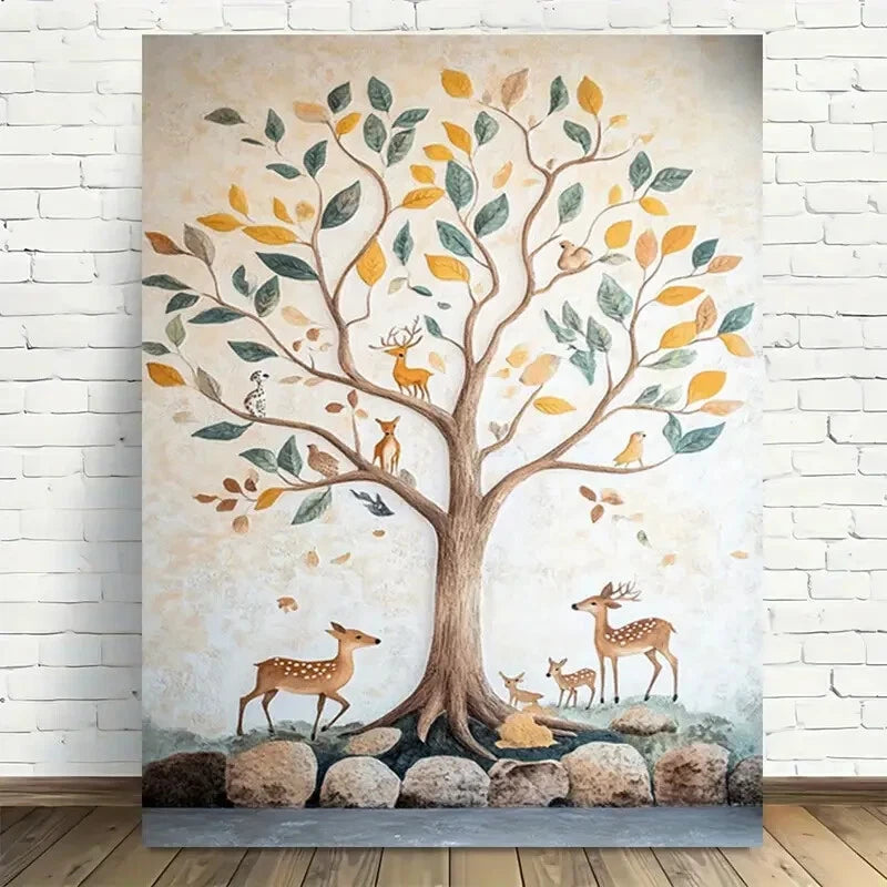 Beautiful Nature Harmony In Every Leaf Painting 40x60cm Metal Print Ready to Hang - Bella Home Decor