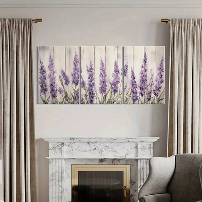 3pcs Purple Blooms Tranquil Lavender Field Wall Art Set Canvas Framed 60x90cm - High Quality Print 100% Australian Made Wall Canvas Ready to Hang - Bella Home Decor