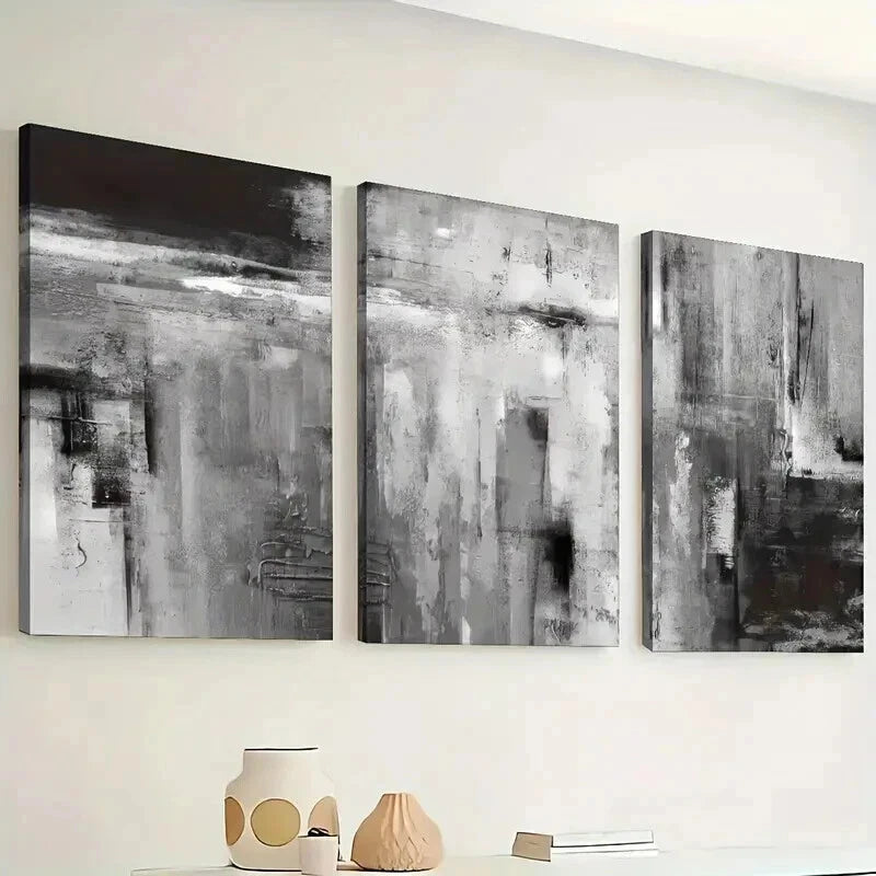 3pcs Modern Abstract Black And White Perfect Wall Art Set Canvas Framed 60x90cm - High Quality Print 100% Australian Made Wall Canvas Ready to Hang - Bella Home Decor