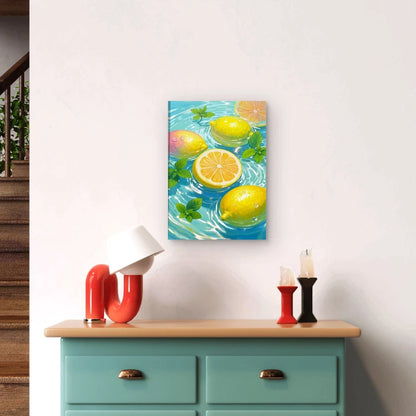 Lemon & Lime Citrus Fruit Watercolor 60x90cm Metal Print Ready to Hang