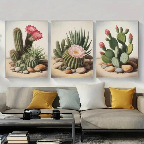 3pcs Succulent, Cactus, Botanical Wall Art Canvas Unframed - High Quality Print 100% Australian Made Wall Canvas