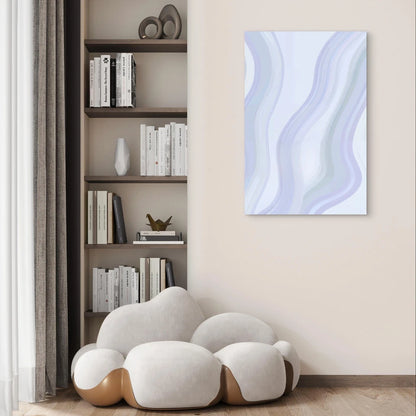 Minimalist Soft Blue and Lavender Fluid Wave 40x60cm Metal Print Ready to Hang