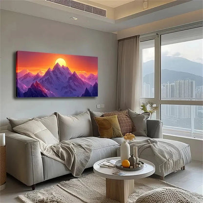 Sun Rises Slowly Sunlight Snow Wall Art Canvas Office Home Room Framed 120x60cm - Bella Home Decor