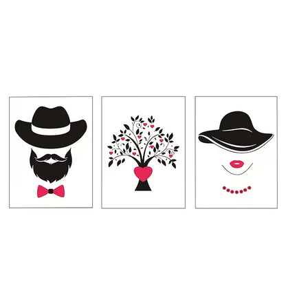 3pcs Black and white silhouettes Decor  Wall Art Set Canvas Framed 50x70cm - High Quality Print 100% Australian Made Wall Canvas Ready to Hang - Bella Home Decor