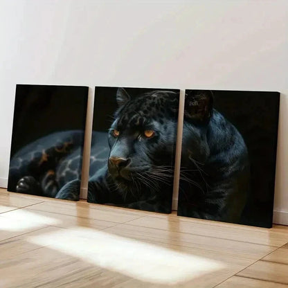 3pcs Golden Eye Dark Background Wildlife Wall Art Set Canvas Framed 60x90cm - High Quality Print 100% Australian Made Wall Canvas Ready to Hang - Bella Home Decor