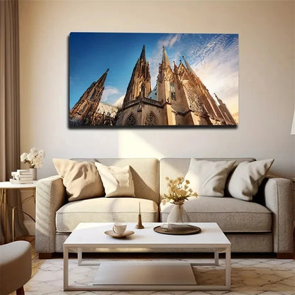 Blue Sky & Golden Sunlight Wall Art Canvas Office Home Room Framed 120x60cm