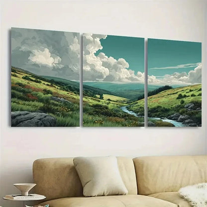 3pcs England National Park Travel Print Wall Art Set Canvas Framed 50x70cm - High Quality Print 100% Australian Made Wall Canvas Ready to Hang