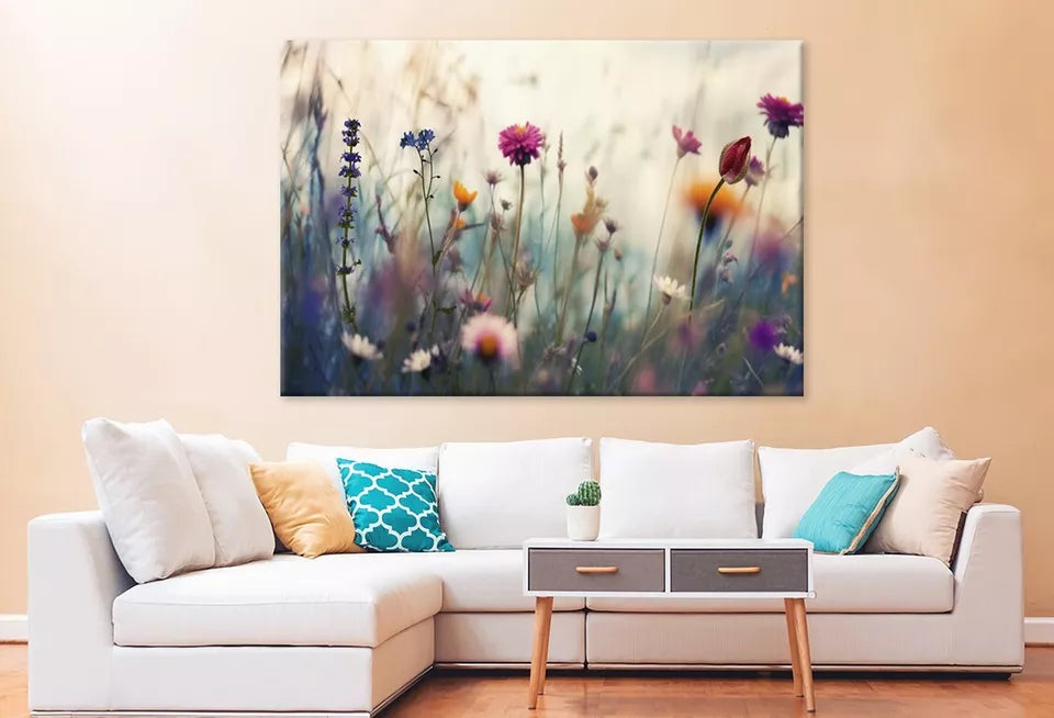 Wild Flowers Meadow At Sunset Wall Art Decor 100% Australian Made - Bella Home Decor