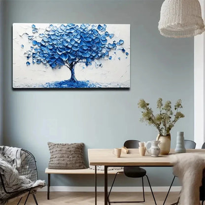 Blue Brushstroke Canopy Wall Art canvas office home room framed 120x60cm - Bella Home Decor