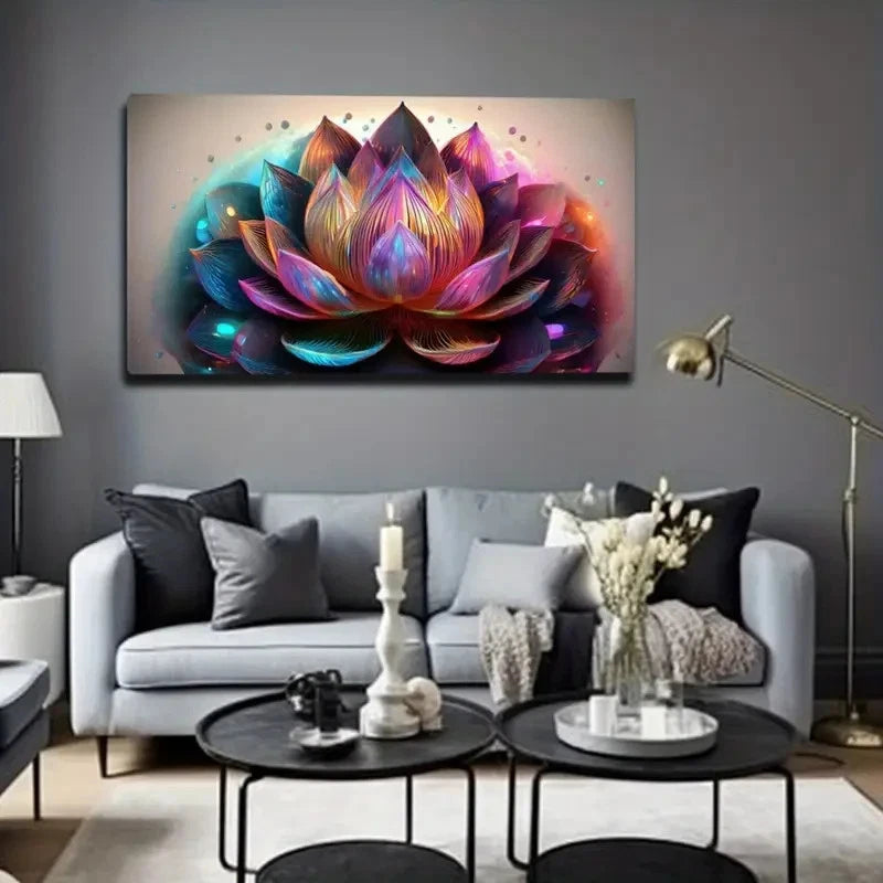 Magical Lotus Flower Suitable Wall Art Canvas Office Home Room Framed 120x60cm