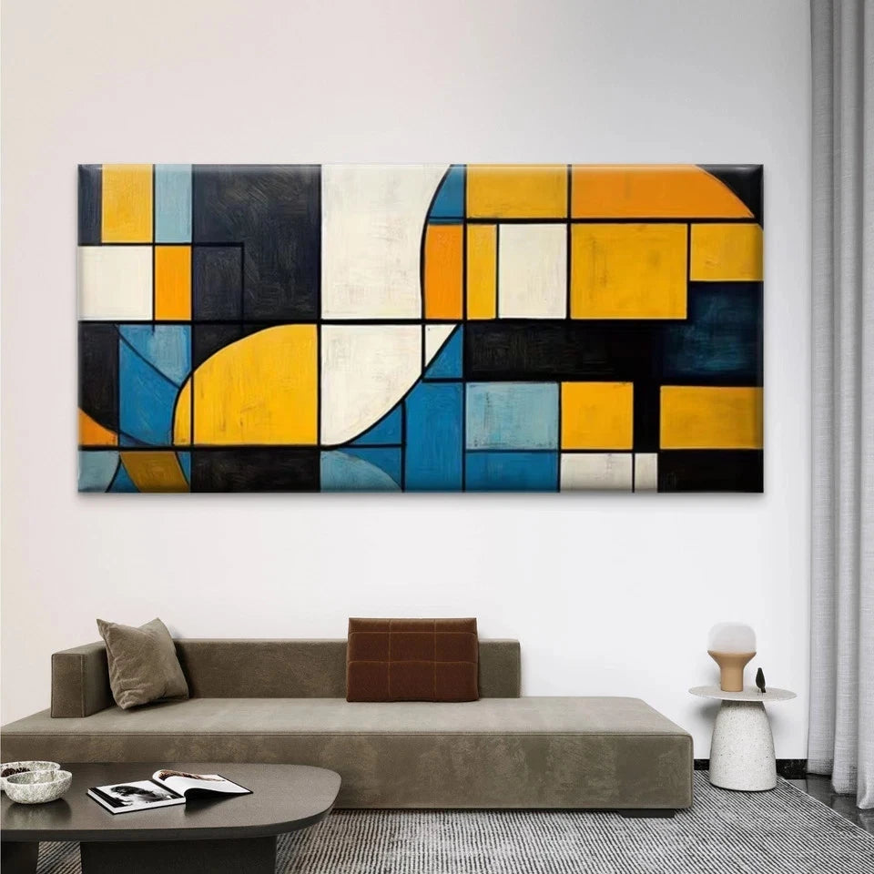 Abstract Geometric Shapes Wall Art Canvas Office Home Room Framed 120x60cm