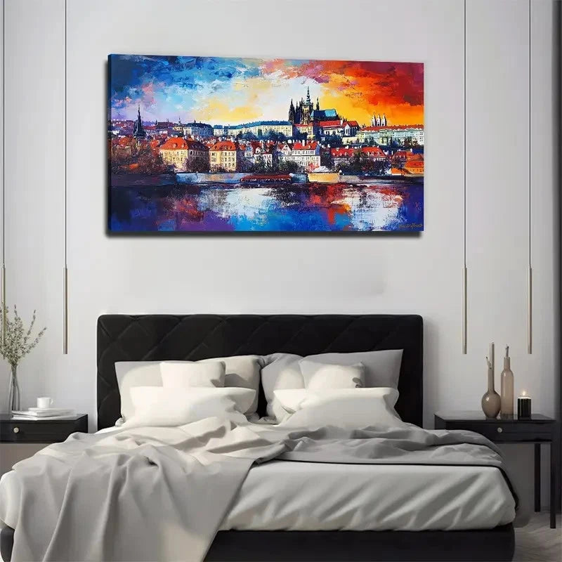 Vibrant Cityscape Changing Wall Art Canvas Office Home Room Framed 120x60cm
