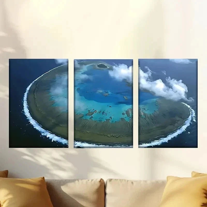 3pcs  an Island in The Ocean  Wall Art Set Canvas Framed 60x90cm - High Quality Print 100% Australian Made Wall Canvas Ready to Hang - Bella Home Decor