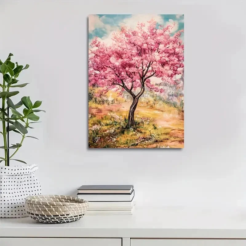 Beautiful Vibrant Peach Tree Forest with Lush Foliage 40x60cm Metal Print Ready to Hang - Bella Home Decor
