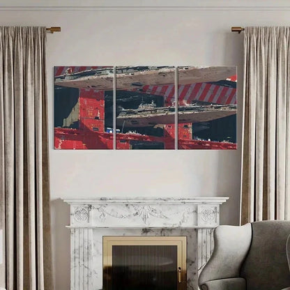 3pcs Sci-Fi Movie Spaceships War Destroyer Wall Art Set Canvas Framed 40x60cm - High Quality Print 100% Australian Made Wall Canvas Ready to Hang - Bella Home Decor