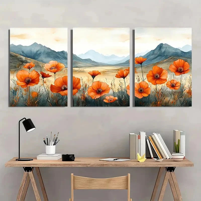 3pcs Wildflowers Arizona Blooming Desert Perfect Wall Art Set Canvas Framed 40x60cm - High Quality Print 100% Australian Made Wall Canvas Ready to Hang - Bella Home Decor