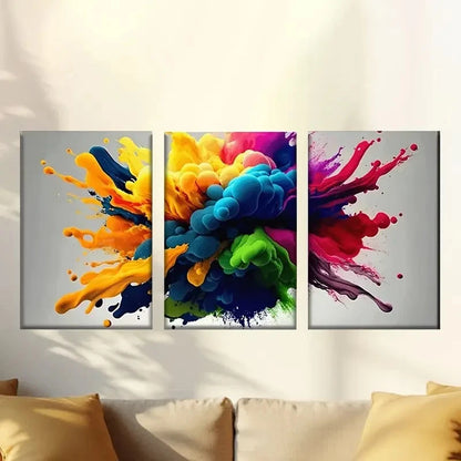 3pcs laptop with colorful paint on it Wall Art Set Canvas Framed 60x90cm - High Quality Print 100% Australian Made Wall Canvas Ready to Hang